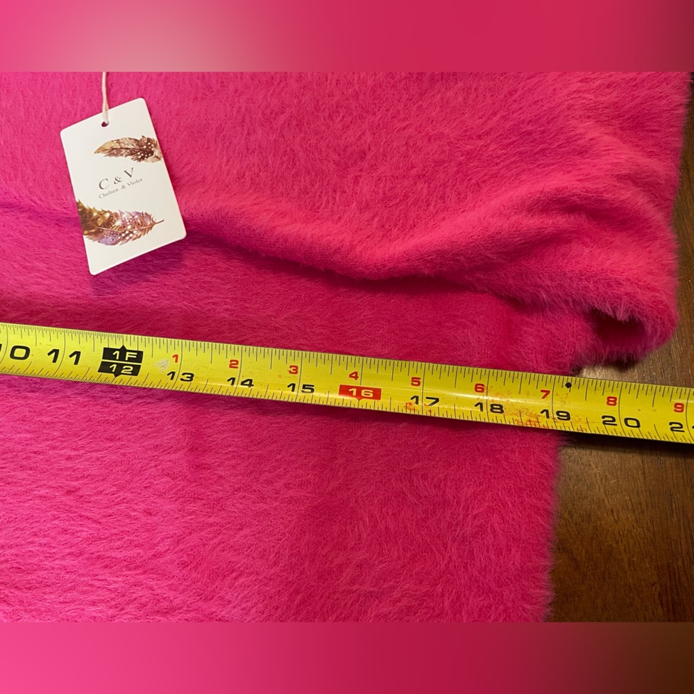 C&V Chelsea & Violet
Fuzzy Rhinestone Neckline Sweater Color Fuchsia-Size S NWT - Picture 9 of 10